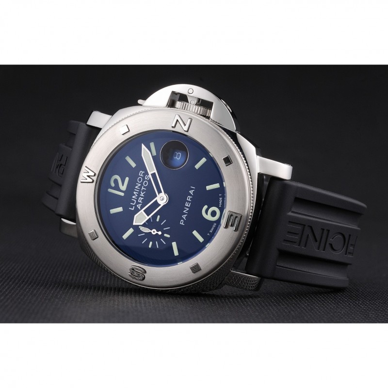 Panerai Luminor Brushed Stainless Steel Case Black Dial Black Rubber Strap 98165-4