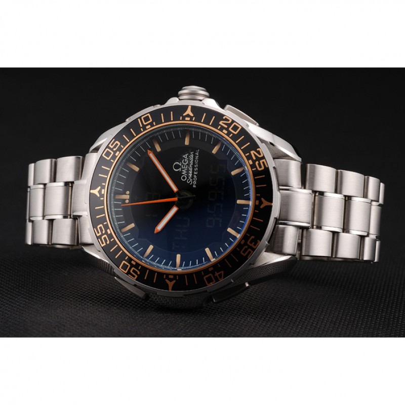 Luxury Omega Speedmaster Skywalker X-33 Black Dial Orange On Black Bezel Stainless Steel Case And Bracelet-3