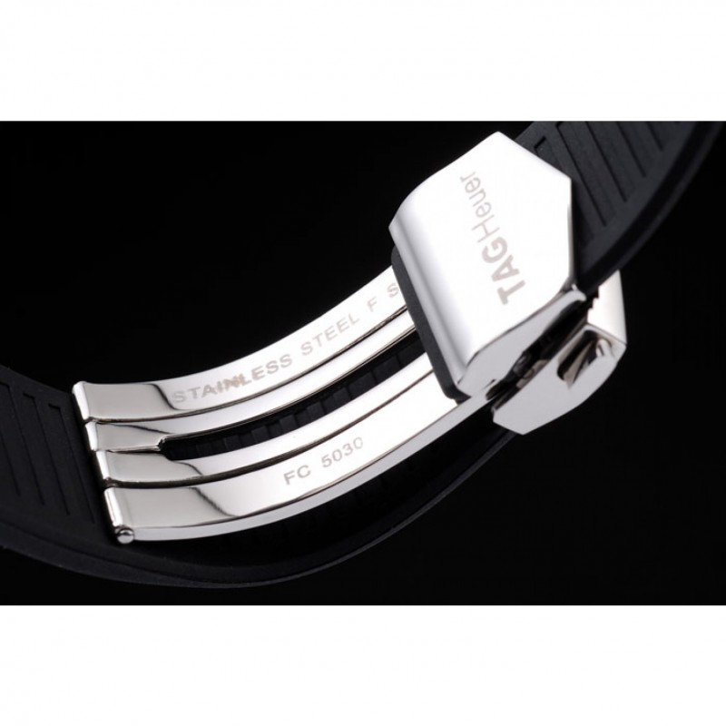 Tag Heuer Swiss SLR Tachymeter Bezel Black Rubber Strap White Dial-6