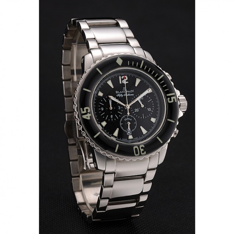 Blancpain Fifty Fathoms Flyback Chronograph Black Dial Stainless Steel Case And Bracelet 1453771-2
