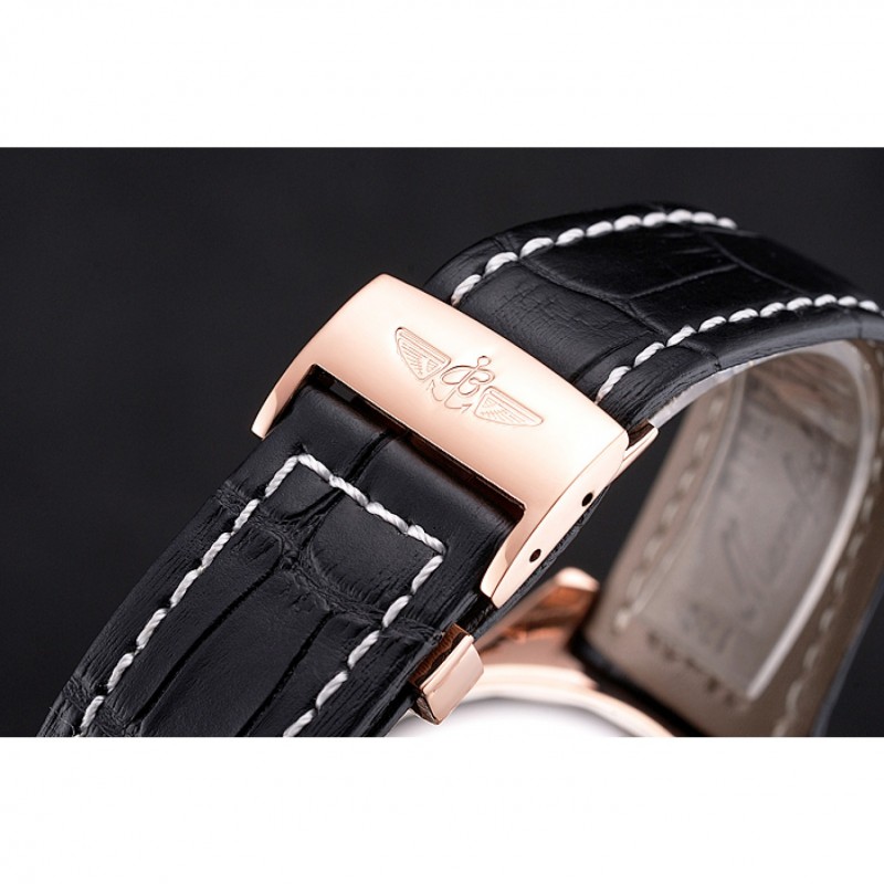 Best Breitling For Bentley Mulliner Tourbillon Black Dial Rose Gold Case Black Leather Strap-4
