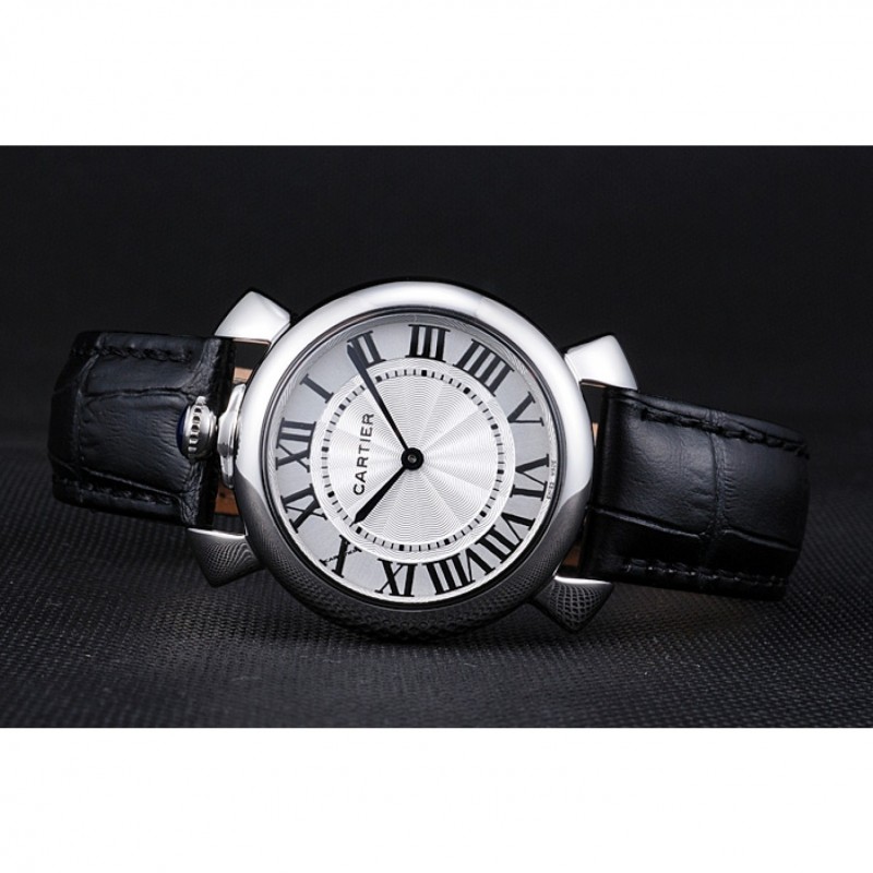 Cartier Rotonde Blue Crown Black Leather Bracelet 621975-4