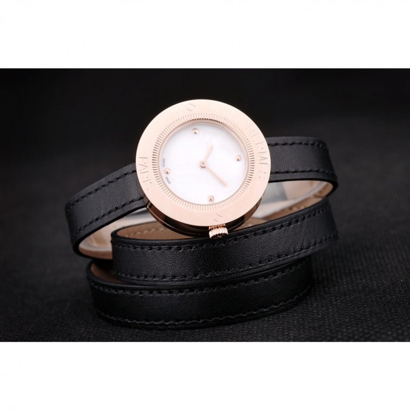Hermes Classic MOP Dial Black Elongated Leather Strap-3