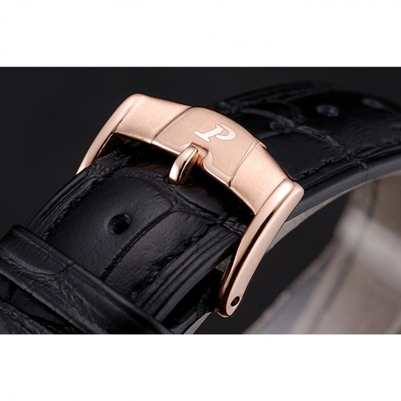 Piaget Altiplano Date Black Dial Rose Gold Case Black Leather Strap-5