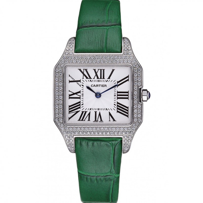 Cartier Santos 100 Diamond Silver Bezel 621914-0