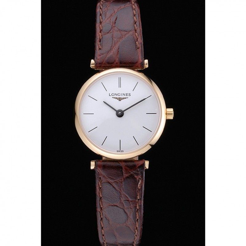 Longines La Grande Classique White Dial Brown Leather Strap Femme 622120-1