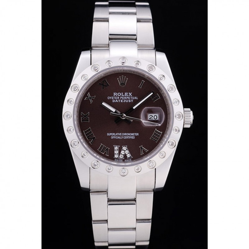 Luxury Replica Watches Rolex Datejust Diamond Bezel Brown Dial 7466-1