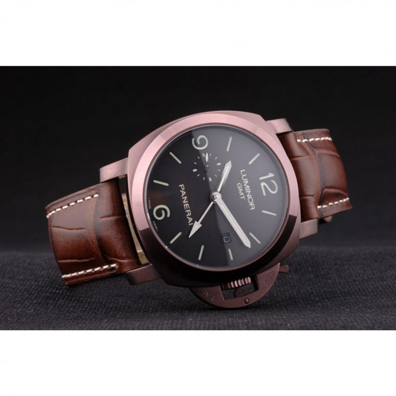 Panerai Luminor Brown Leather Strap Black Dial 80160-3