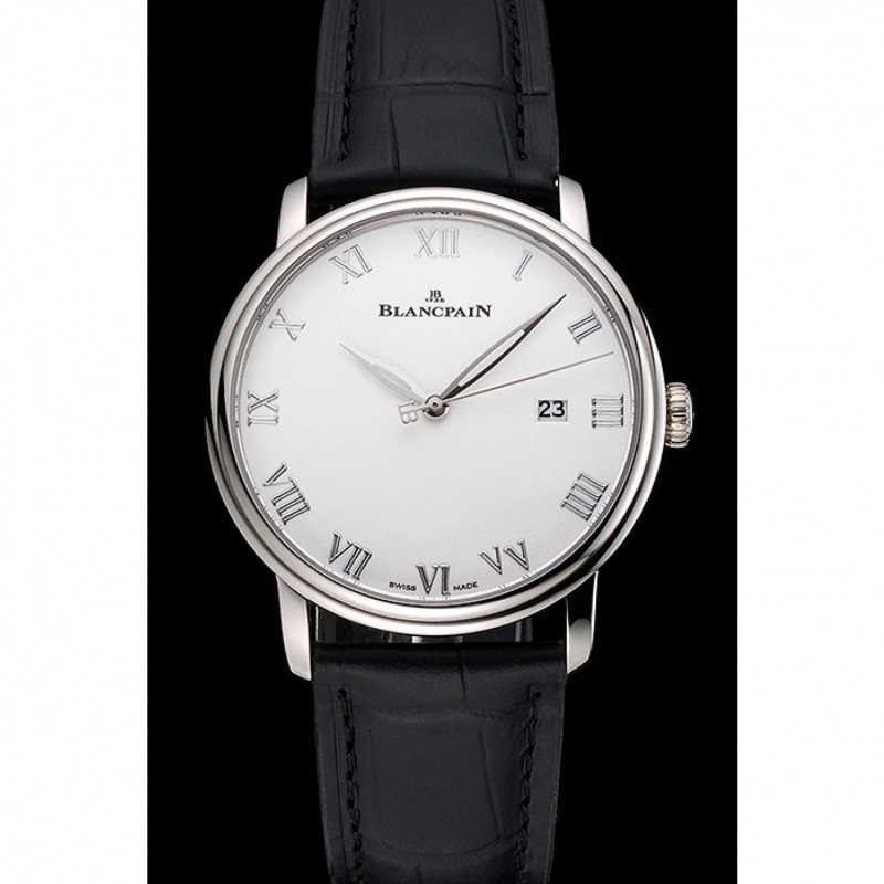Blancpain Villeret Ultra Slim White Dial Stainless Steel Case Black Leather Strap-1