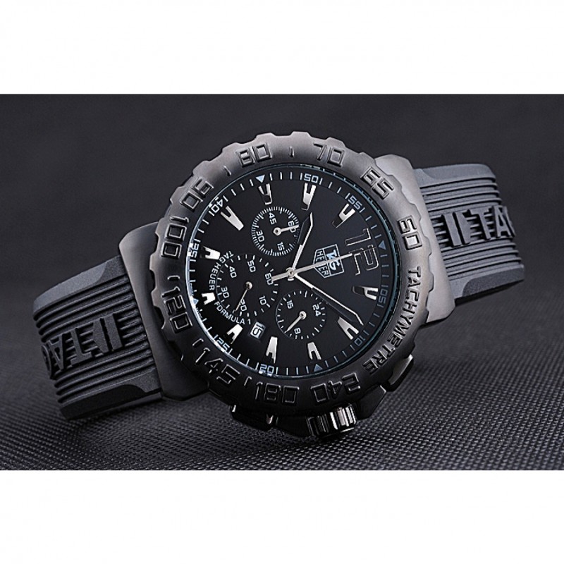 High End Tag Heuer Formula 1 Chronograph Black Dial Black Bezel White Numerals 622409-3