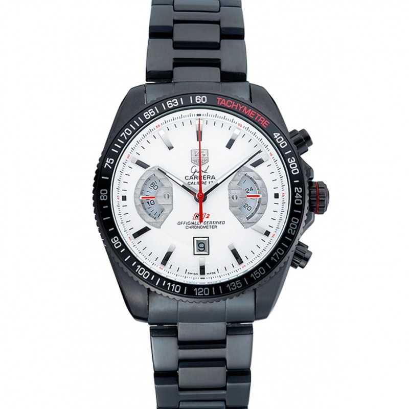 Tag Heuer Carrera Black Stainless Steel Case White Dial 98241-0