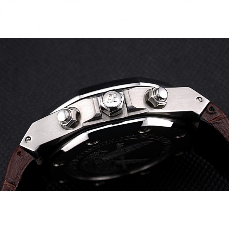 Swiss Audemars Piguet Royal Oak Chronograph White Dial Stainless Steel Case Brown Leather Strap 622864-6