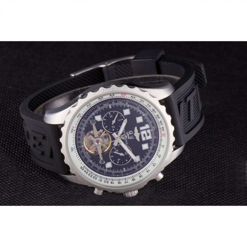 Cheap Replica Watches Breitling Navitimer Rubber Strap Black Dial-4