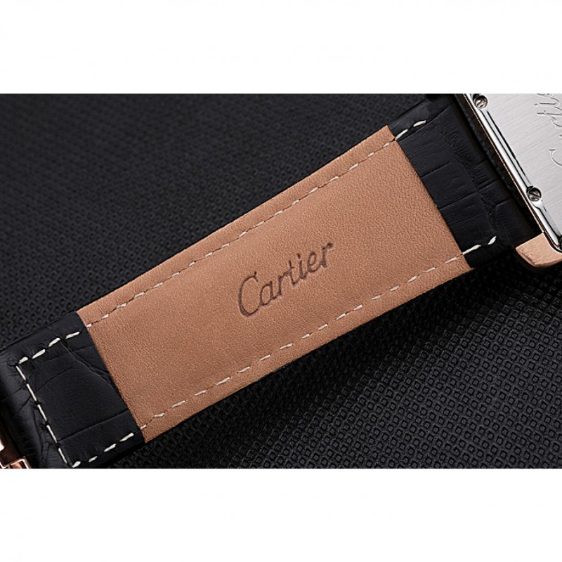 Cartier Tank MC White Dial Gold Case Black Leather Strap 622579-7
