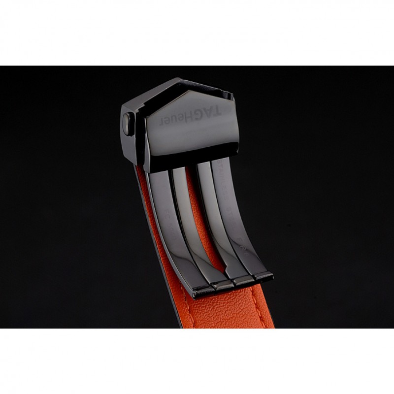 Tag Heuer Monaco Calibre 36 Blue And Orange Stripes Dial Black Leather Strap 622302-5