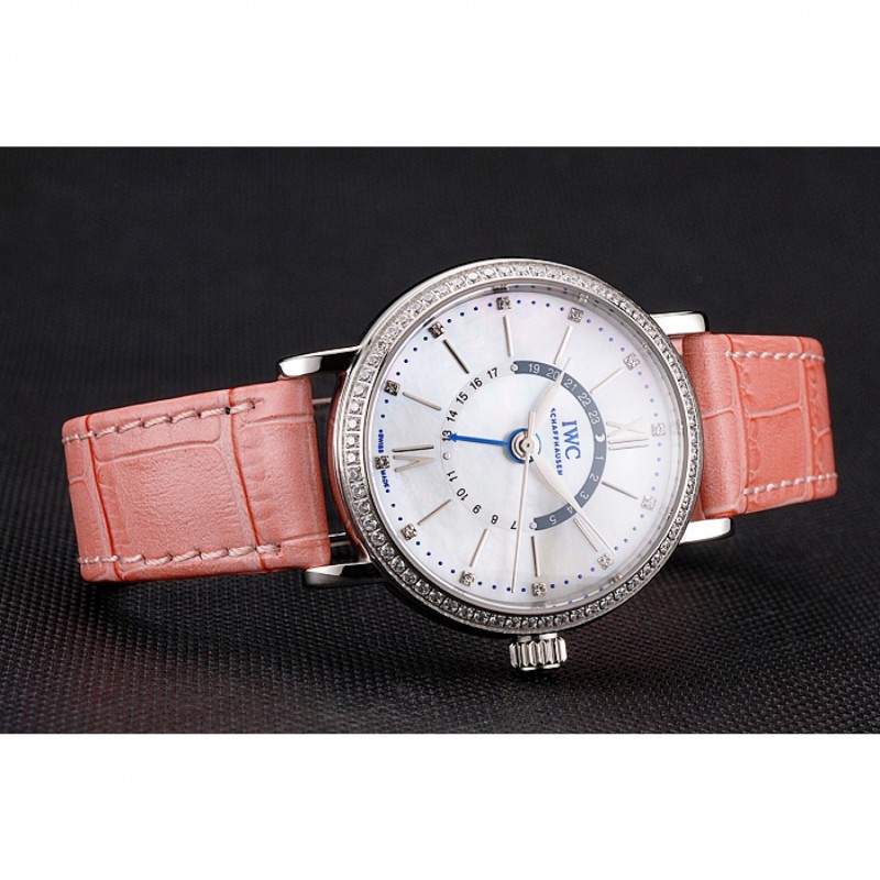IWC Portofino Day And Night White Dial Stainless Steel Case Pink Leather Strap-4
