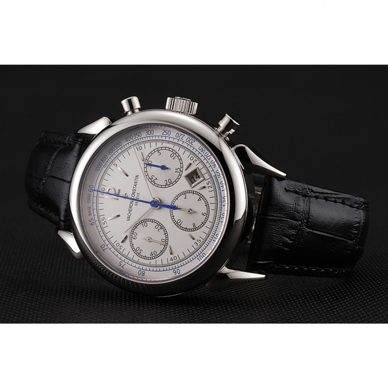 High Quality Replica Watches Swiss Vacheron Constantin Traditionnelle Day Date White Dial Black Leather Bracelet 1453987-2