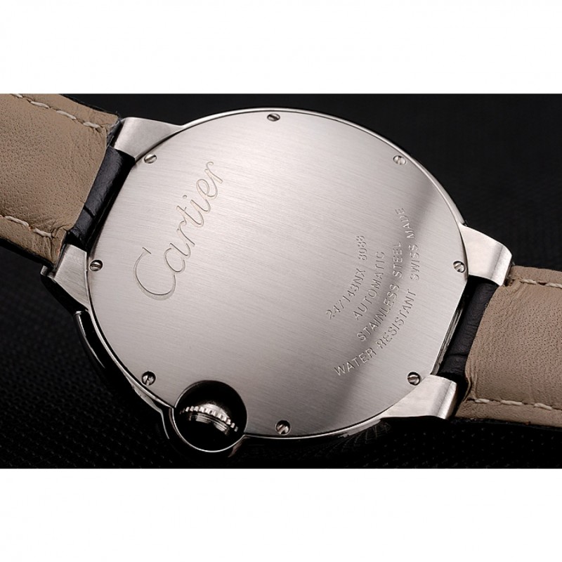 High Quality Replica Watches Swiss Cartier Ballon Bleu 46 MM Diamond Dial Diamond Case Black Leather Bracelet 1453894-6