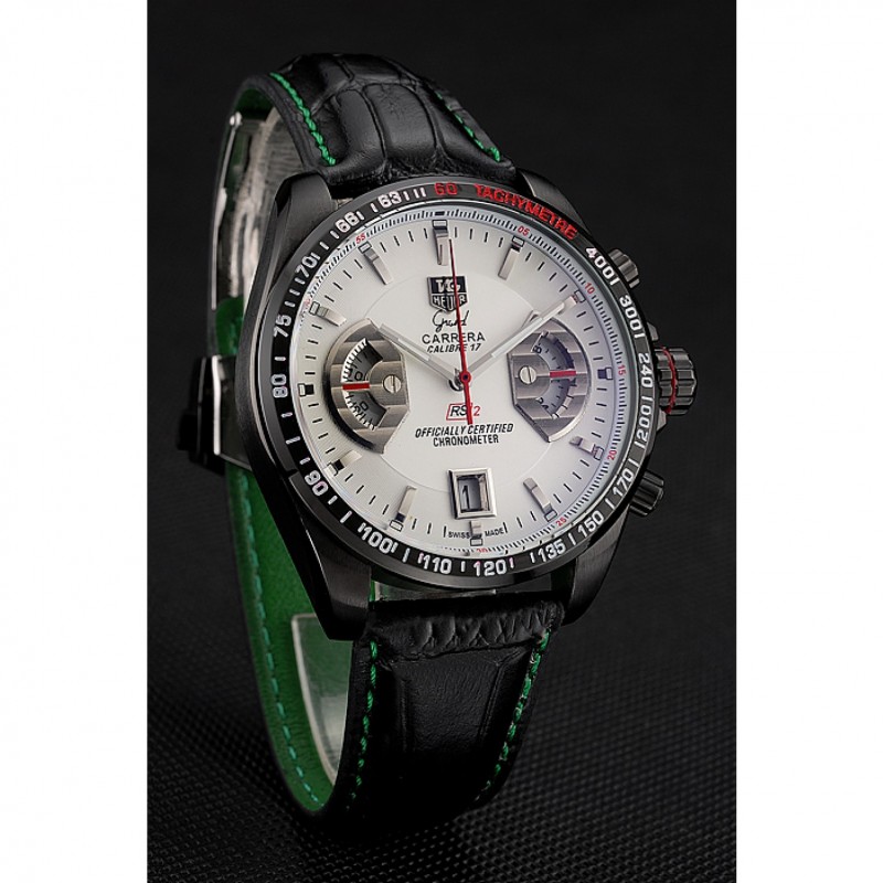 Tag Heuer Carrera Black Stainless Steel Case White Dial 98246-2