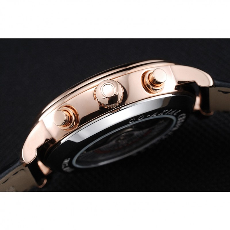 Best Replica Watches Omega De Ville Moonphase White Dial Rose Gold Case Black Leather Bracelet 1454227-6