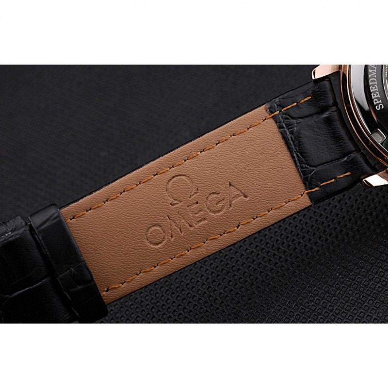 Omega DeVille Prestige Small Seconds Black Dial Gold Case Black Leather Bracelet 622602-6
