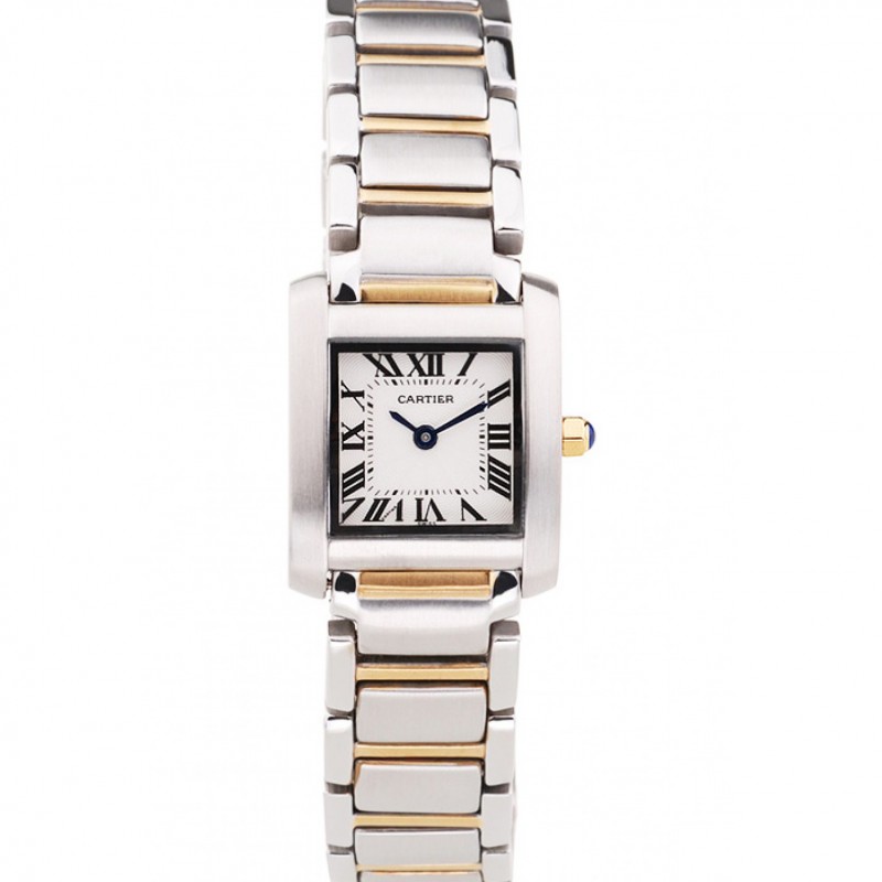 Best Cartier Tank Francaise 22mm White Dial Stainless Steel Case Two Tone Bracelet-0