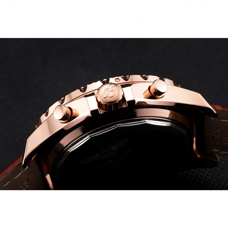 Breitling For Bentley Mulliner Tourbillon White Dial Rose Gold Case Brown Leather Strap-8