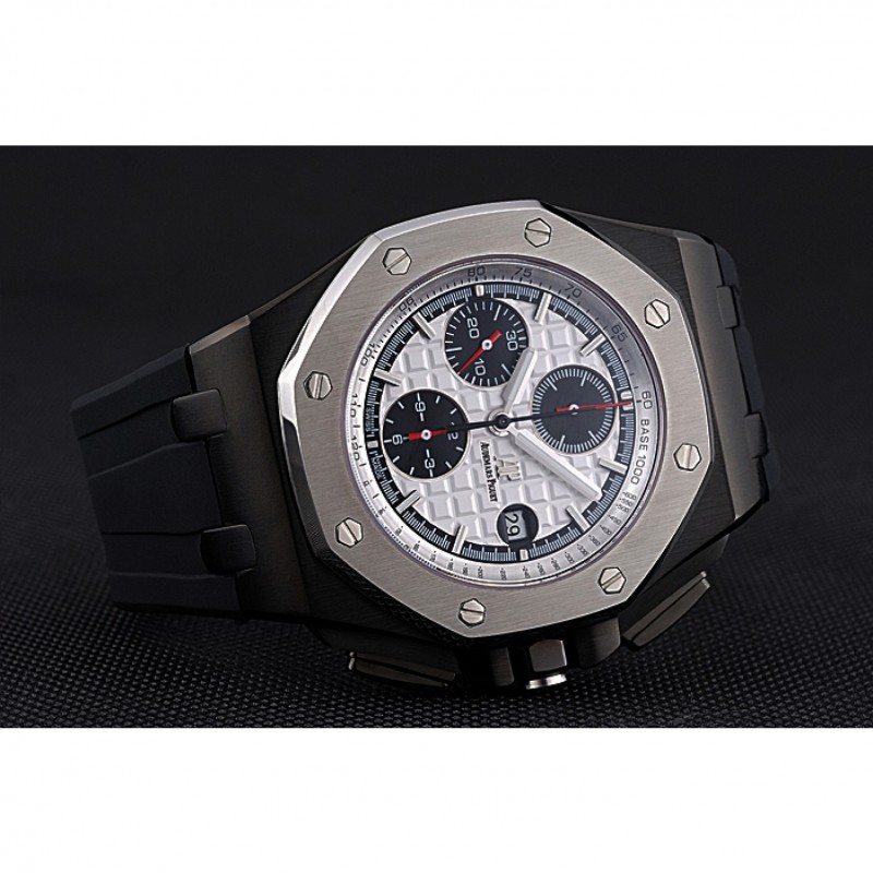 SS Swiss Audemars Piguet Royal Oak Offshore Chronograph White Dial Black Steel Case Black Rubber Strap 622862-3