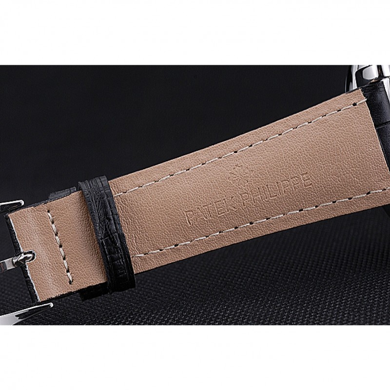 Patek Philippe Grand Complications Stainless Steel Case Black Dial Roman Numerals Black Leather Bracelet 622256-6