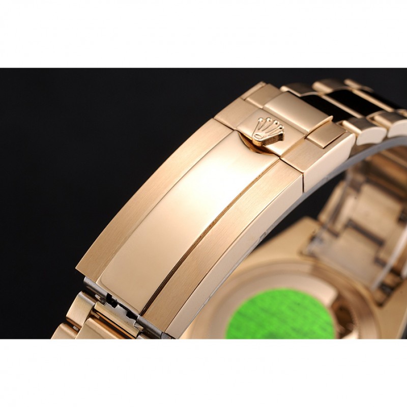 Swiss Rolex Submariner Gold Dial With Diamond Markings Black Bezel Yellow Gold Case And Bracelet-5