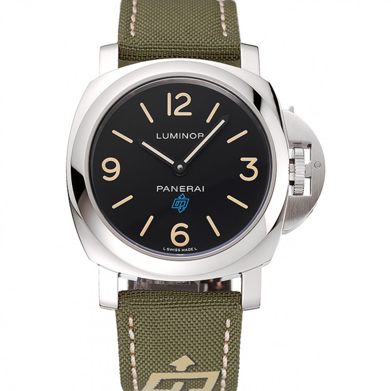 Panerai Luminor Base Logo Acciaio Black Dial Green Bracelet 1454013-0