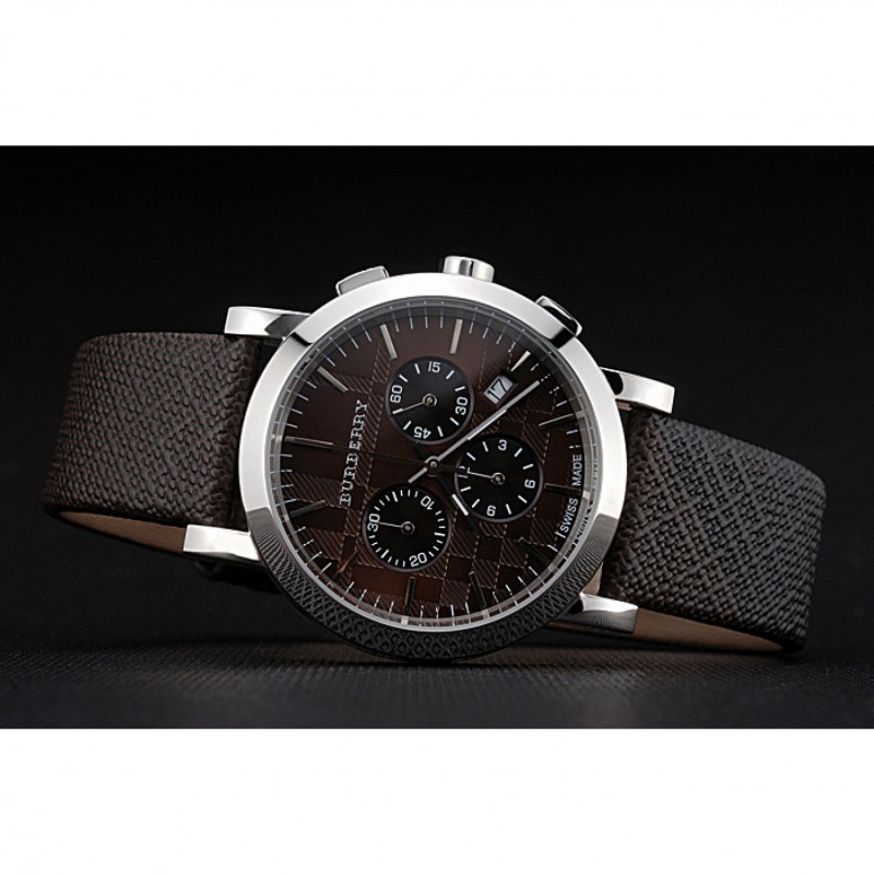 Burberry The City Classic Chronograph Brown Dial Smoked Trench Bracelet 622571-4