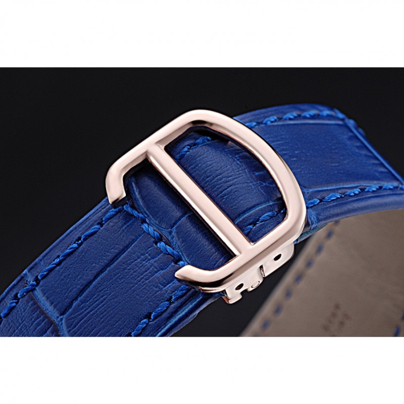 Swiss Cartier Ronde Solo Gold Diamond Case Blue Dial Roman Numerals 622208-5