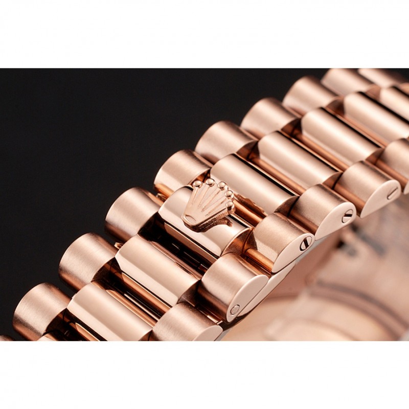 Swiss Rolex Day-Date Diamonds And Rubies Black Dial Rose Gold Bracelet 1454102-5