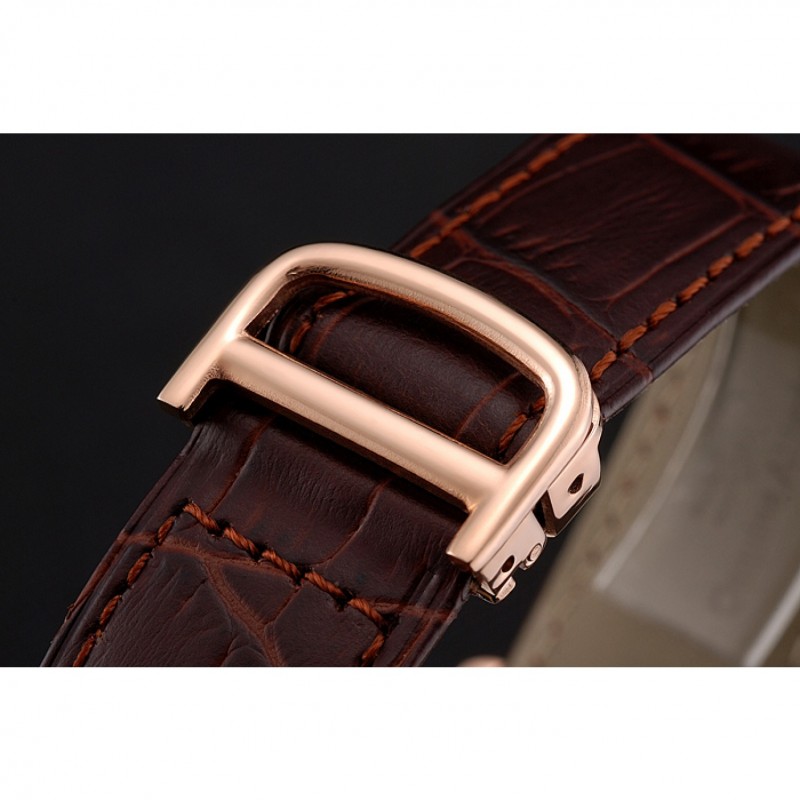 AAA Replica Watches Cartier Ronde Solo Brown Dial Diamond Hour Marks And Bezel Rose Gold Case Brown Leather Strap-5