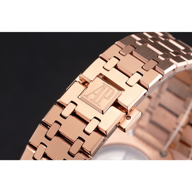 Swiss Audemars Piguet Royal Oak Black Dial Rose Gold Case And Bracelet-4