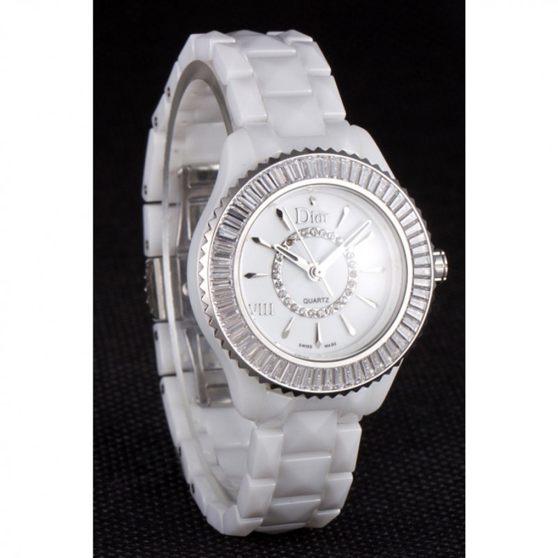 Dior VIII Baguette Cut White Diamonds with Diamond Encrusted Dial cd06 621359-2