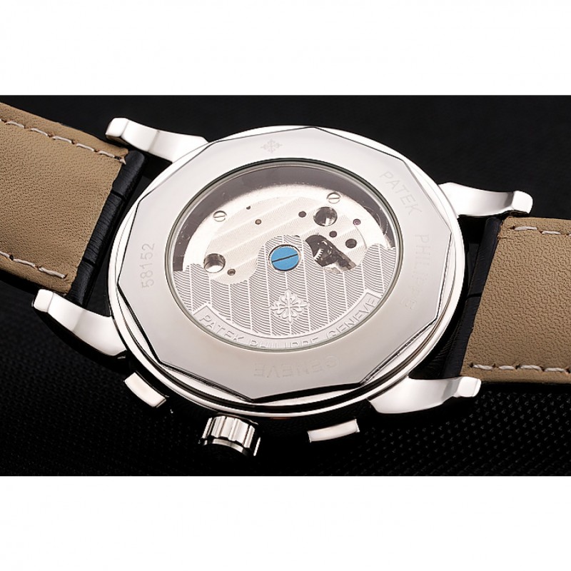 Patek Philippe Grand Complications Stainless Steel Case Black Dial Black Leather Bracelet 622258-5