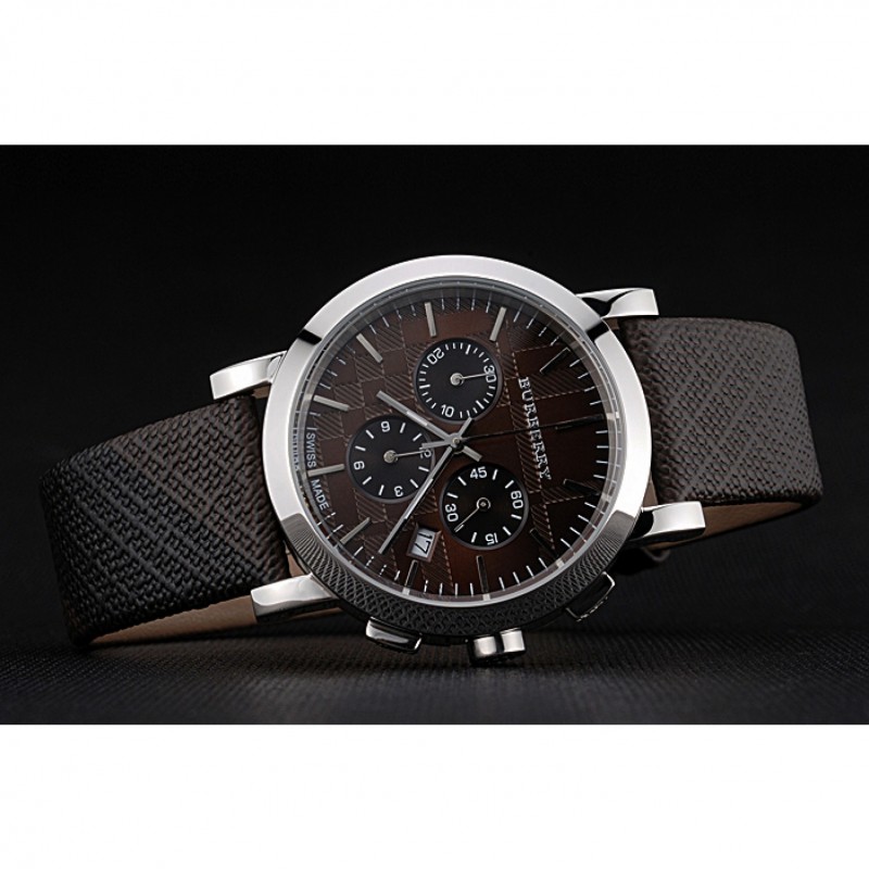 Burberry The City Classic Chronograph Brown Dial Smoked Trench Bracelet 622571-3