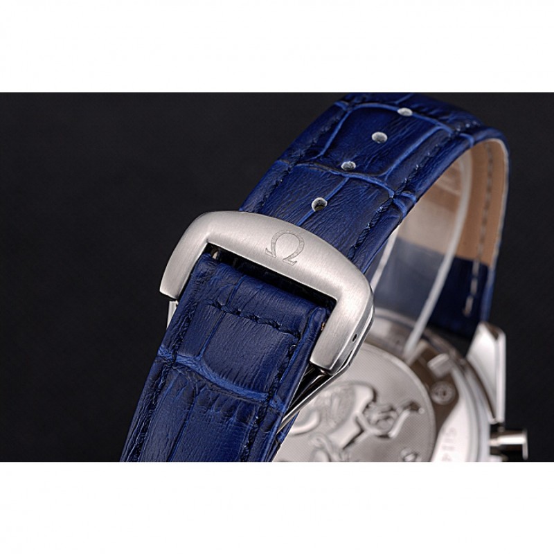 Omega Speedmaster Blue Dial Stainless Steel Case Blue Leather Strap 622808-5