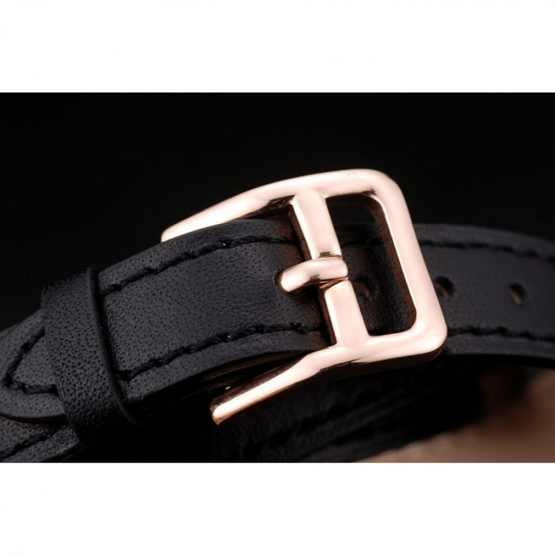 Hermes Classic MOP Dial Black Elongated Leather Strap-5