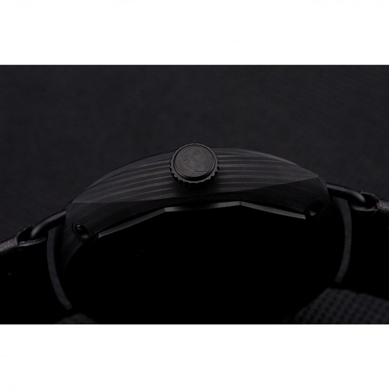 Swiss Panerai Radiomir Black Seal Carbotech Black Dial Black Case Black Leather Strap-8