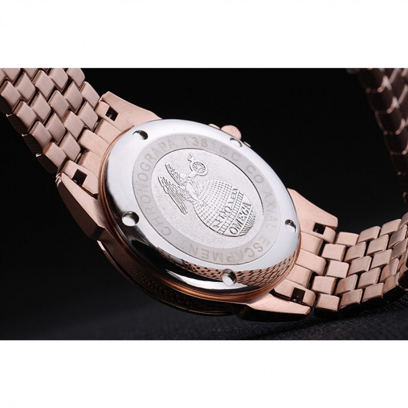 AAA Replica Watches Omega De Ville Rose Gold Dial Rose Gold Stainless Steel Bracelet 1454188-5