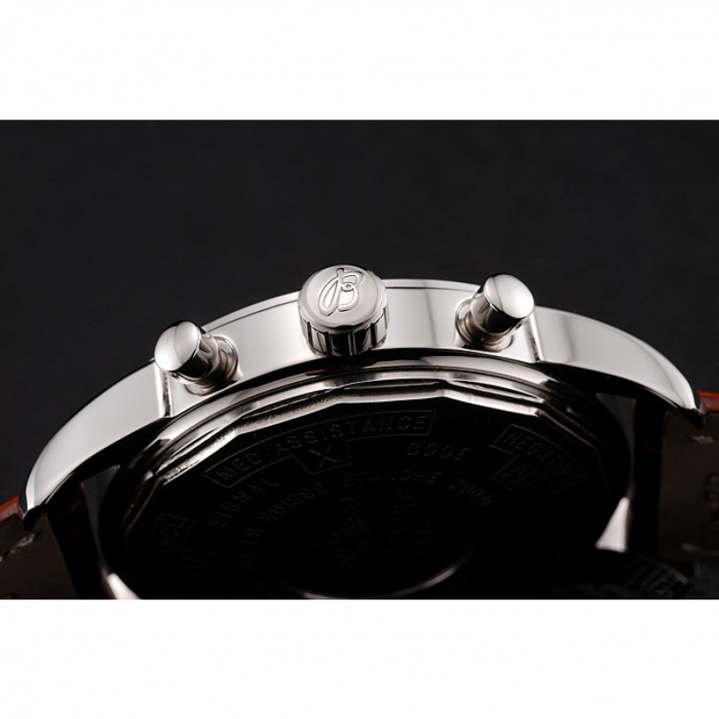 Breitling Transocean Beige Dial Brown Leather Strap Polished Stainless Steel Bezel-7