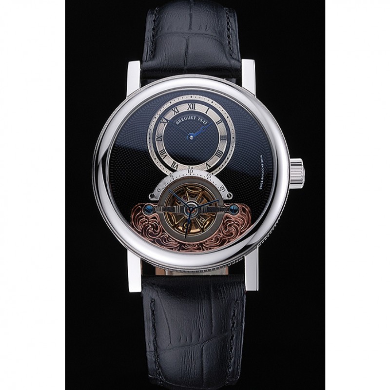 Breguet Classique Grande Complication Tourbillon Silver Case Black Dial Black Leather Strap 622212-1