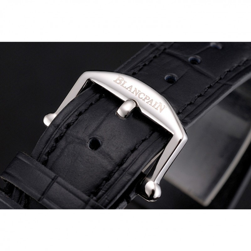 Blancpain Villeret Ultra Slim Black Dial Stainless Steel Case Black Leather Strap-5