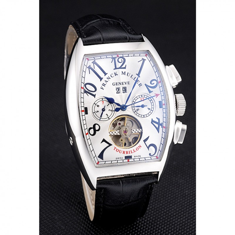 High Quality Franck Muller Casablanca Black Croco Leather Strap Tourbillon 80282-1