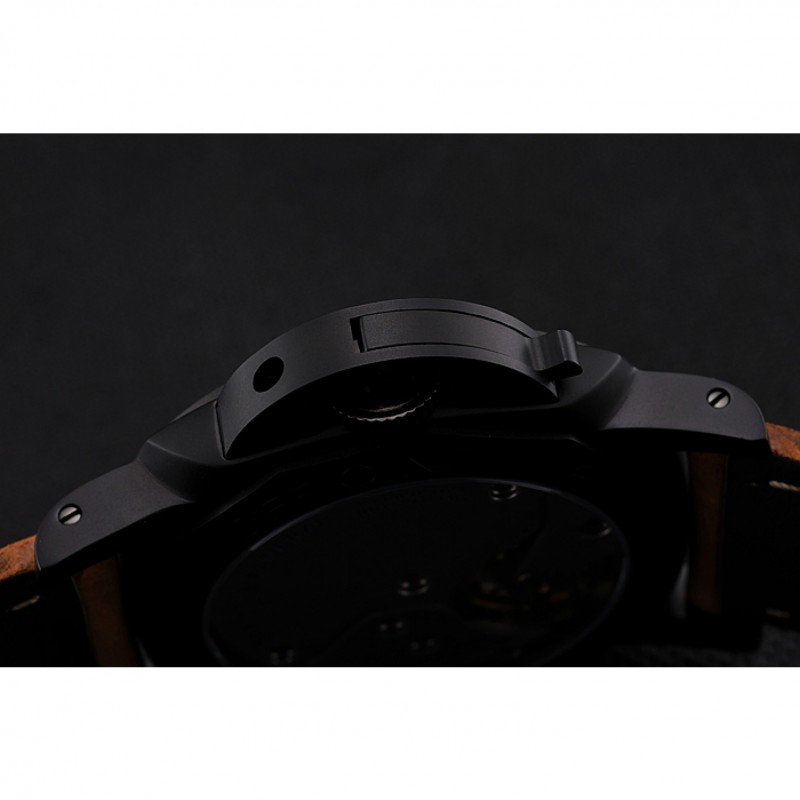 High Quality Replica Watches Swiss Panerai Luminor 1950 Brown Dial Black PVD Case Brown Suede Leather Strap 1453848-8