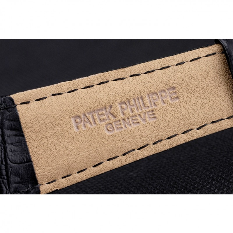 Best Patek Philippe Grand Complications Black Dial Black Leather Bracelet-6
