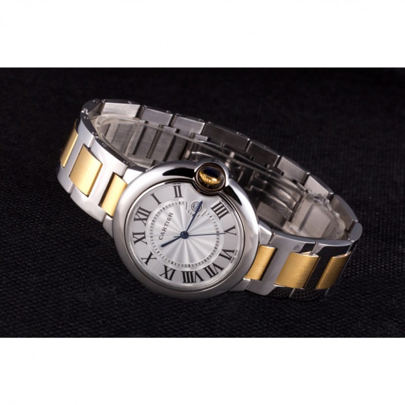 High End Replica Watches Cartier Ballon Bleu 42mm White Dial Stainless Steel Case Two Tone Bracelet-3